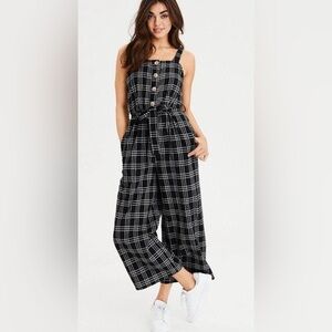 American Eagle Plaid Jumpsuit with belt- size small